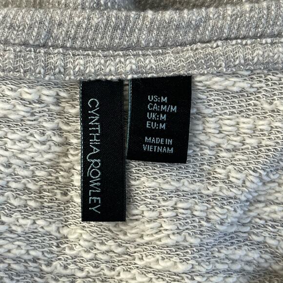 Cynthia Rowley Gray Long Sleeve Eyelet Lace Accent Cotton Sweater Large - Picture 3 of 9